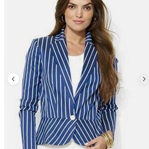 Excellent condition Lauren Ralph Lauren Blue and White Striped Blazer